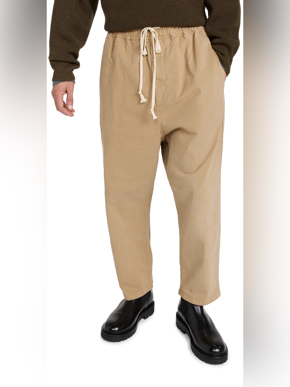 Nili Lotan Walker Khaki Drawstring Trousers Sz L Tan - Picture 13 of 13